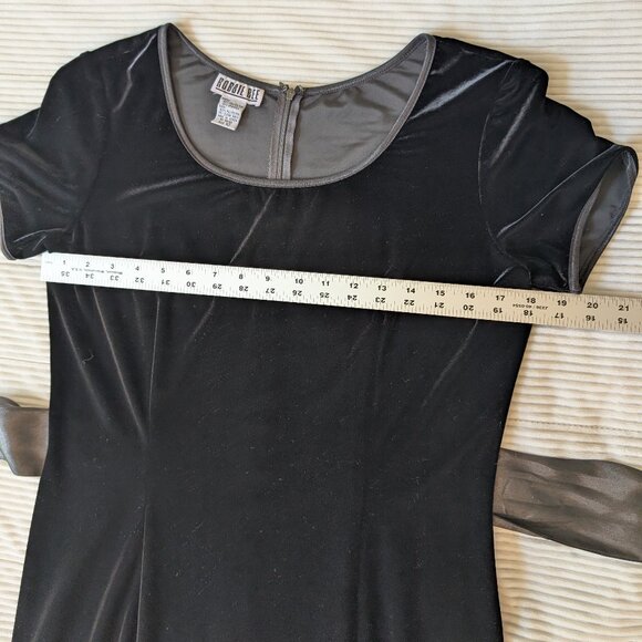 VINTAGE Robbie Bee Y2K black velvet short sleeve maxi dress EUC 10 - Picture 4 of 11